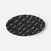 白黒の不気味踊りスケルトン ペーパープレート (アングル)