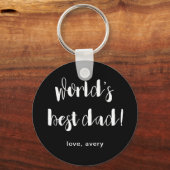 白黒の世界の最高のパパと子供の名前 キーホルダー (正面)