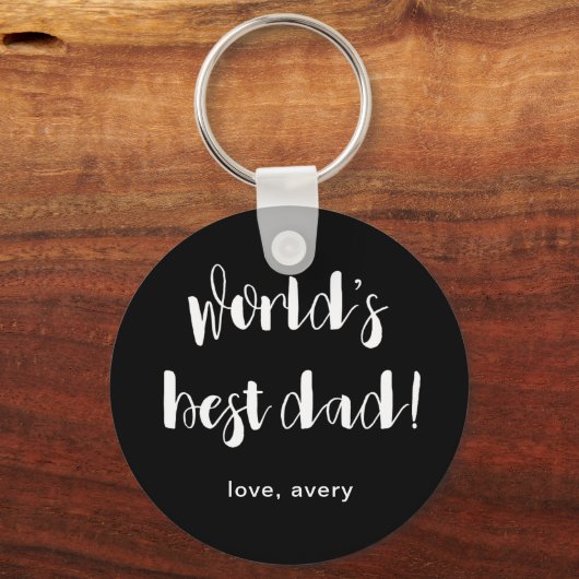 白黒の世界の最高のパパと子供の名前 キーホルダー (正面)
