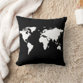 白黒の世界パーソナライズされたマップ クッション (ブランケット)