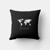 白黒の世界パーソナライズされたマップ クッション (裏面)