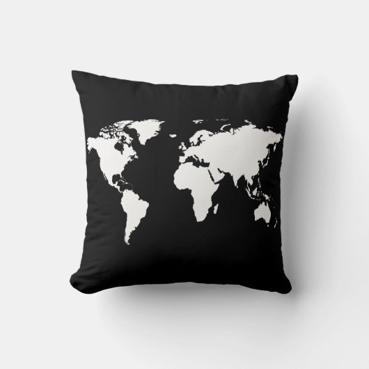 白黒の世界パーソナライズされたマップ クッション (正面)
