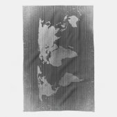 白黒の世界地図 キッチンタオル (縦)