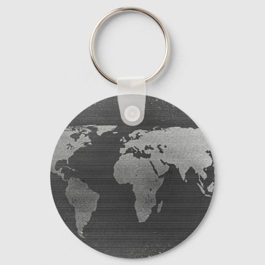 白黒の世界地図 キーホルダー (正面)