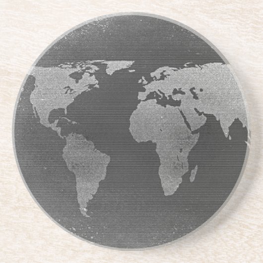 白黒の世界地図 コースター (正面)