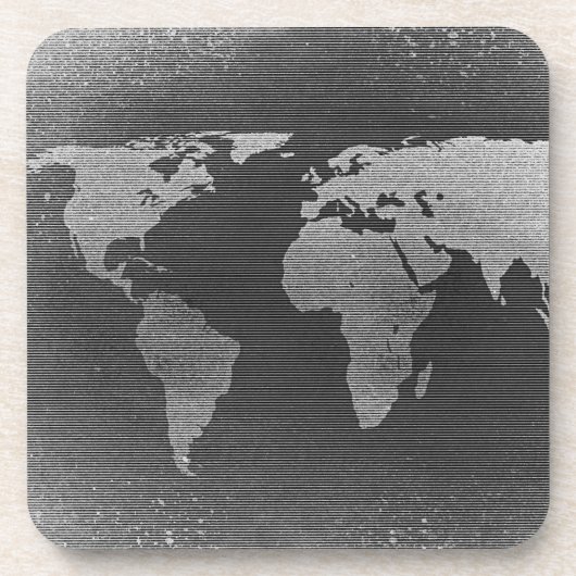 白黒の世界地図 コースター (正面)