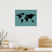 白黒の世界地図 ポスター (キッチン)