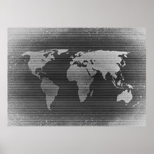 白黒の世界地図 ポスター