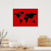 白黒の世界地図 ポスター (キッチン)