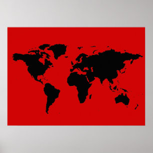 白黒の世界地図 ポスター