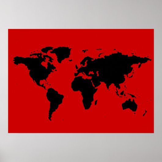 白黒の世界地図 ポスター (正面)