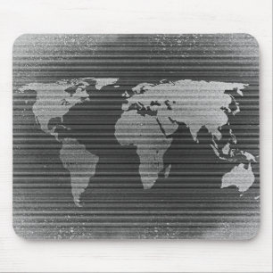 白黒の世界地図 マウスパッド