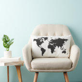 白黒の世界地図 ランバークッション (椅子)