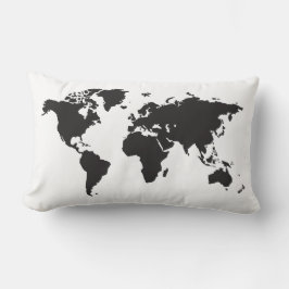 白黒の世界地図 ランバークッション