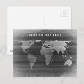 白黒の世界地図、地球からの挨拶 ポストカード (正面/裏面)