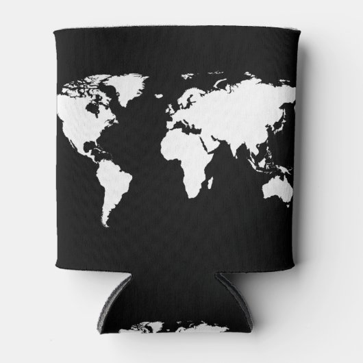 白黒の世界地図 缶クーラー (正面)