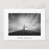 白黒の丘の上の教会 ポストカード (正面)