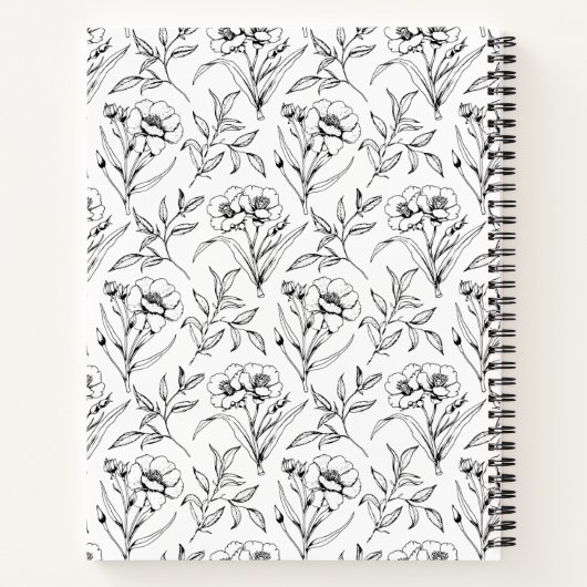 白黒の並んだ花模様 ノートブック (裏面)