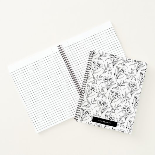 白黒の並んだ花模様 ノートブック (内部)