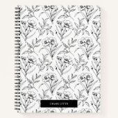白黒の並んだ花模様 ノートブック (正面)