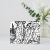 白黒の中世ファッション ポストカード (スタンド正面)