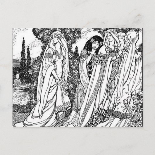 白黒の中世ファッション ポストカード (正面)