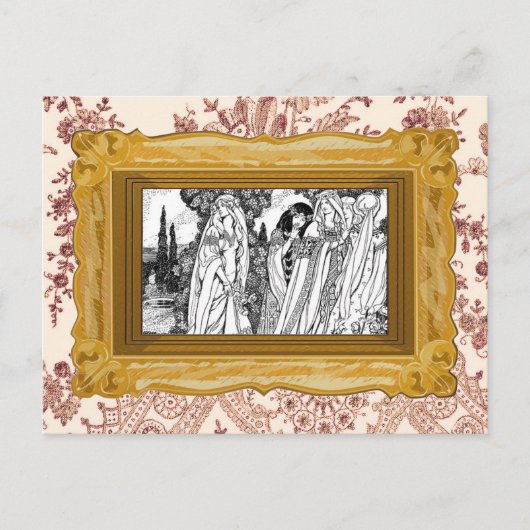 白黒の中世ファッション ポストカード (正面)