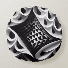 白黒の丸い化粧枕 ラウンドクッション