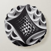 白黒の丸い化粧枕 ラウンドクッション (裏面)