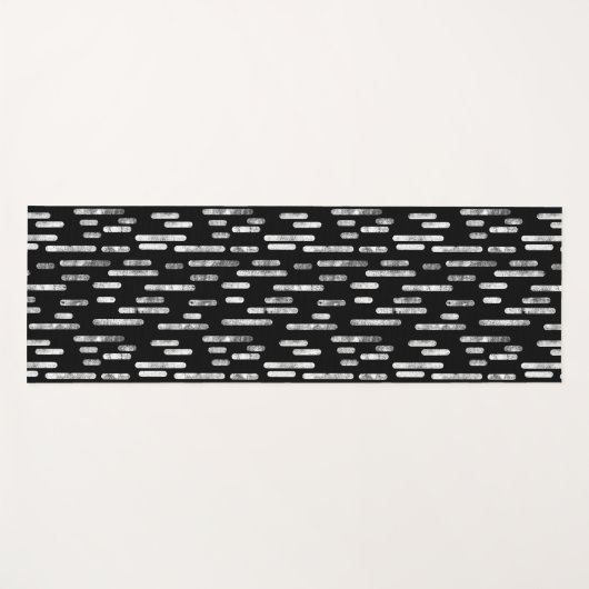 白黒の丸い線のパターン ヨガマット (正面(横))