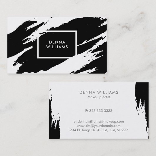 白黒の乱れた筆跡 名刺 (正面/裏面)