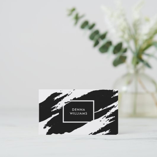 白黒の乱れた筆跡 名刺 (スタンド正面)