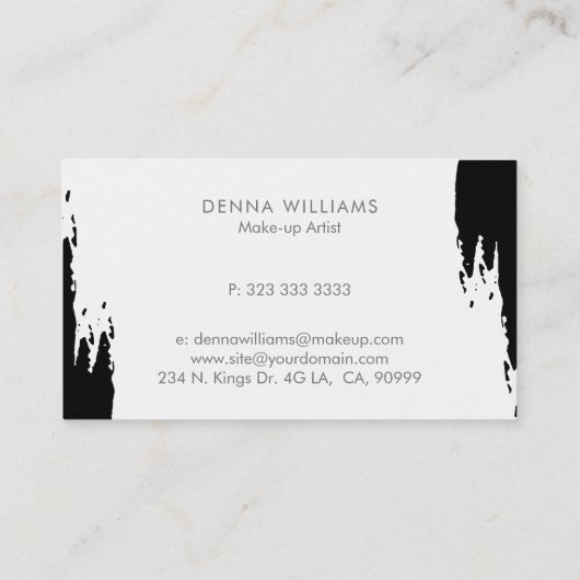 白黒の乱れた筆跡 名刺 (裏面)