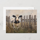 白黒の乳牛ヴィンテージスタイル ポストカード (正面/裏面)