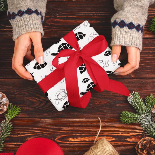 白黒の亀 ラッピングペーパー