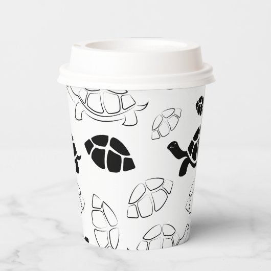 白黒の亀 紙コップ (裏面)