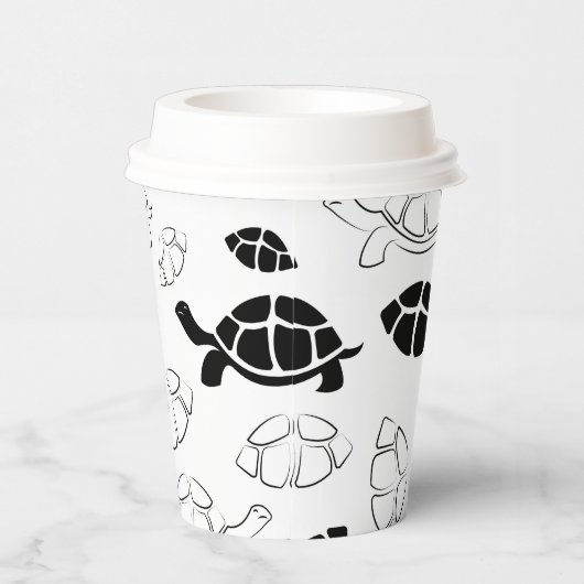 白黒の亀 紙コップ (右)