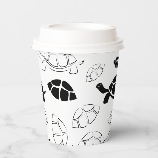 白黒の亀 紙コップ (正面)
