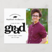 白黒の予算内の写真の卒業式への招待 (正面)