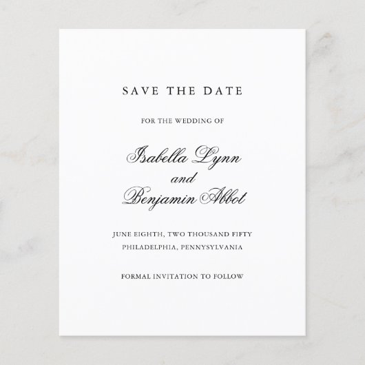 白黒の予算結婚式の日付を保存 (正面)