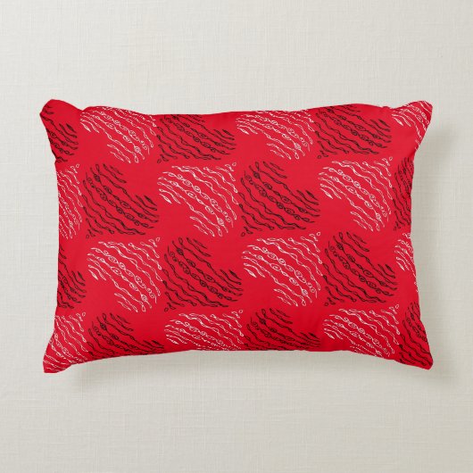 白黒の交互ハート線 アクセントクッション (正面)