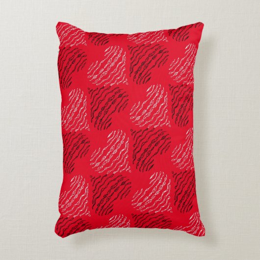 白黒の交互ハート線 アクセントクッション (正面(垂直))