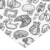 白黒の人間モダン解剖図のスケッチパターン ショートテーブルランナー (コーナー)