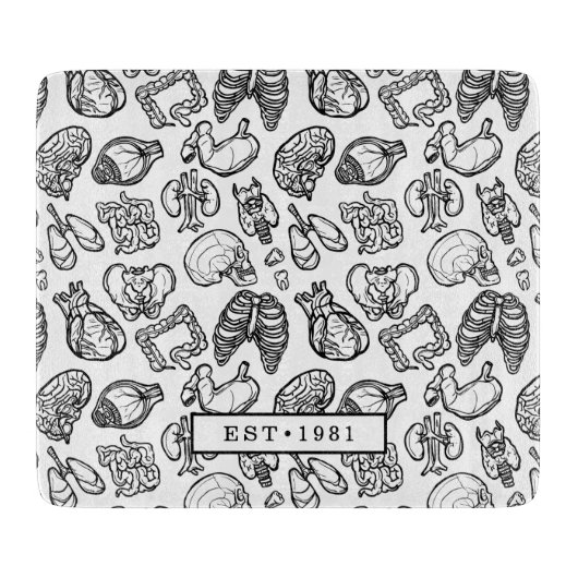 白黒の人間モダン解剖学スケッチカスタム カッティングボード (正面)