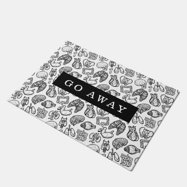 白黒の人間モダン解剖学スケッチカスタム ドアマット (アングル)