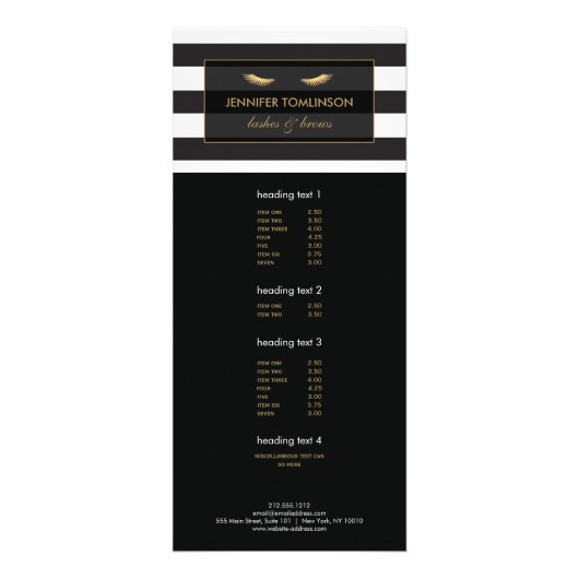 白黒の付きゴールデンストライプまつげ ラックカード (正面)