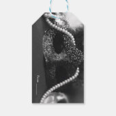 白黒の仮装マスクと真珠パーティー ギフトタグ (裏面)