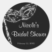 白黒の仮装マスクパーティエレガントーの好意 ラウンドシール (正面)