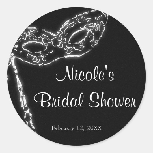 白黒の仮装マスクパーティエレガントーの好意 ラウンドシール (正面)