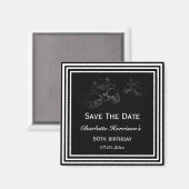 白黒の仮装誕生日日付の保存 マグネット (正面/裏面)